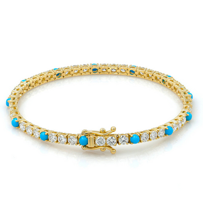 Diamond & Turquoise Tennis Bracelet