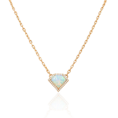 Rose gold opal and diamond pendant