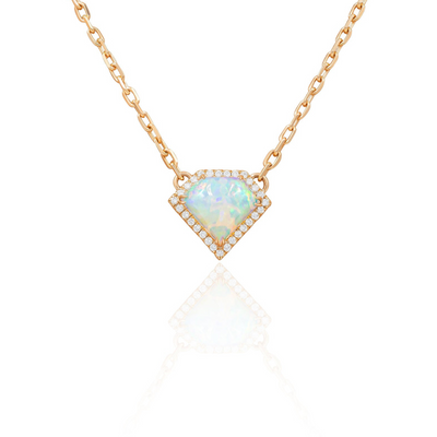 Rose gold opal and diamond pendant