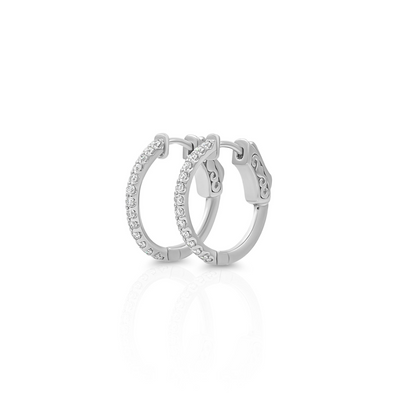 14kt white gold diamond hoops