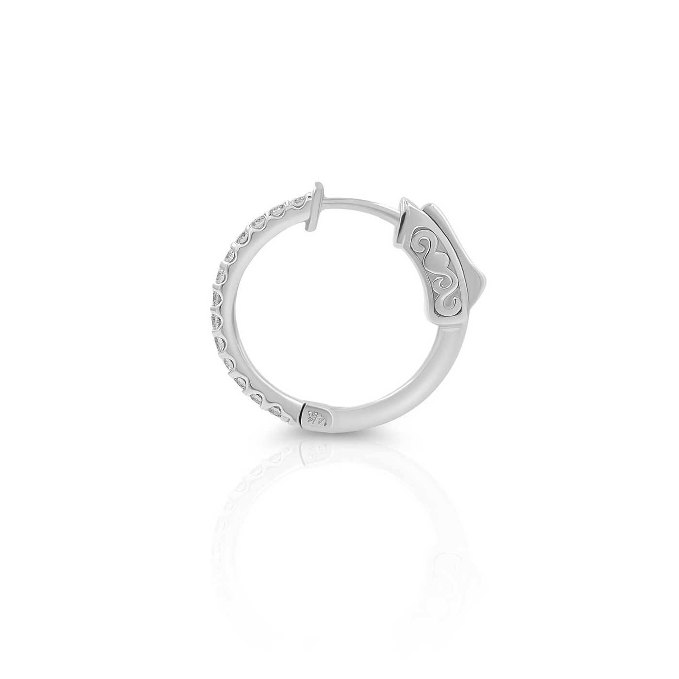 14kt white gold diamond hoops