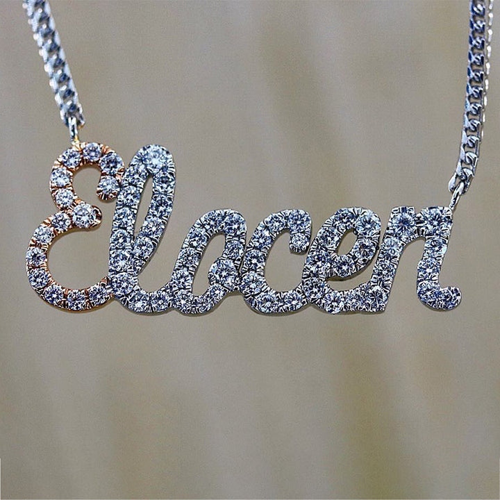 Diamond nameplate necklace fashion