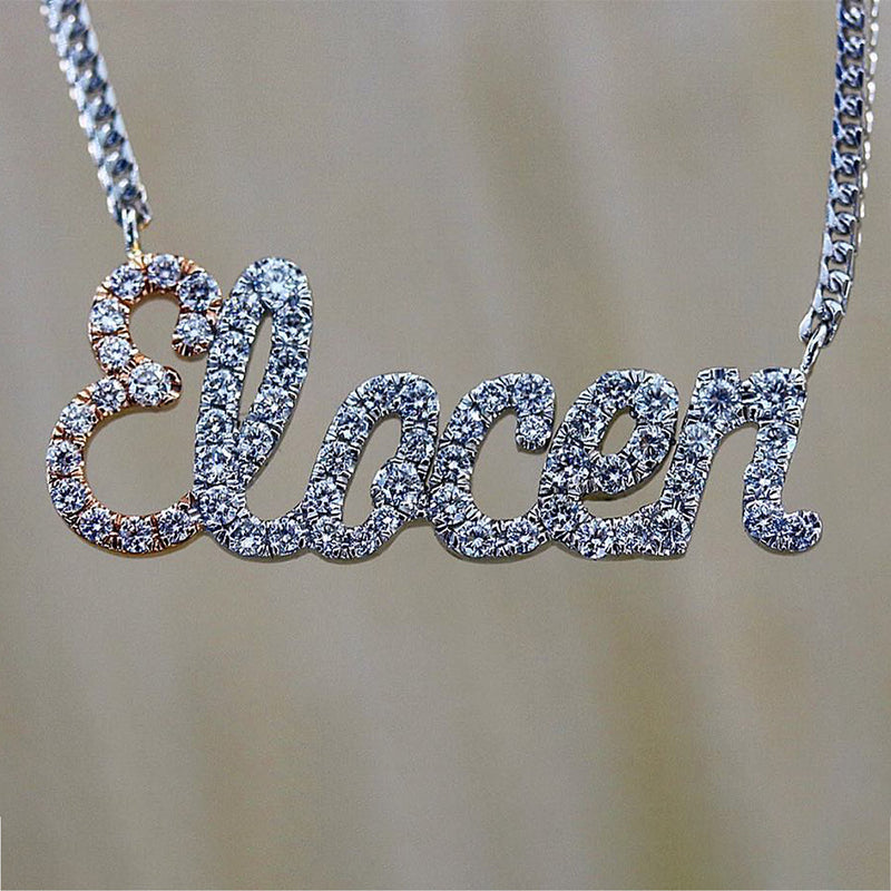 Custom Diamond Nameplate Necklace
