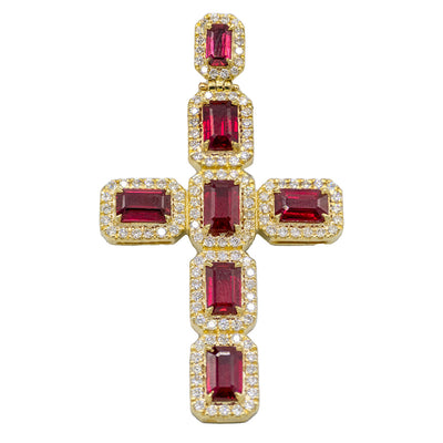 Elegant Diamond & Ruby Cross Pendant