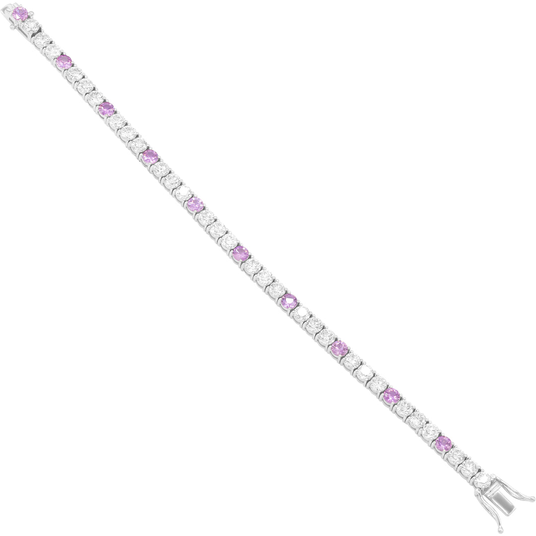 Pink Sapphire & White Diamond Tennis Bracelet